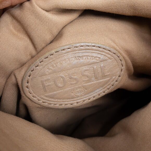 Fossil Purse Preston Leather Straw Fold-Over Pouch with Wristlet Tan Pink Purple - Picture 12 of 16